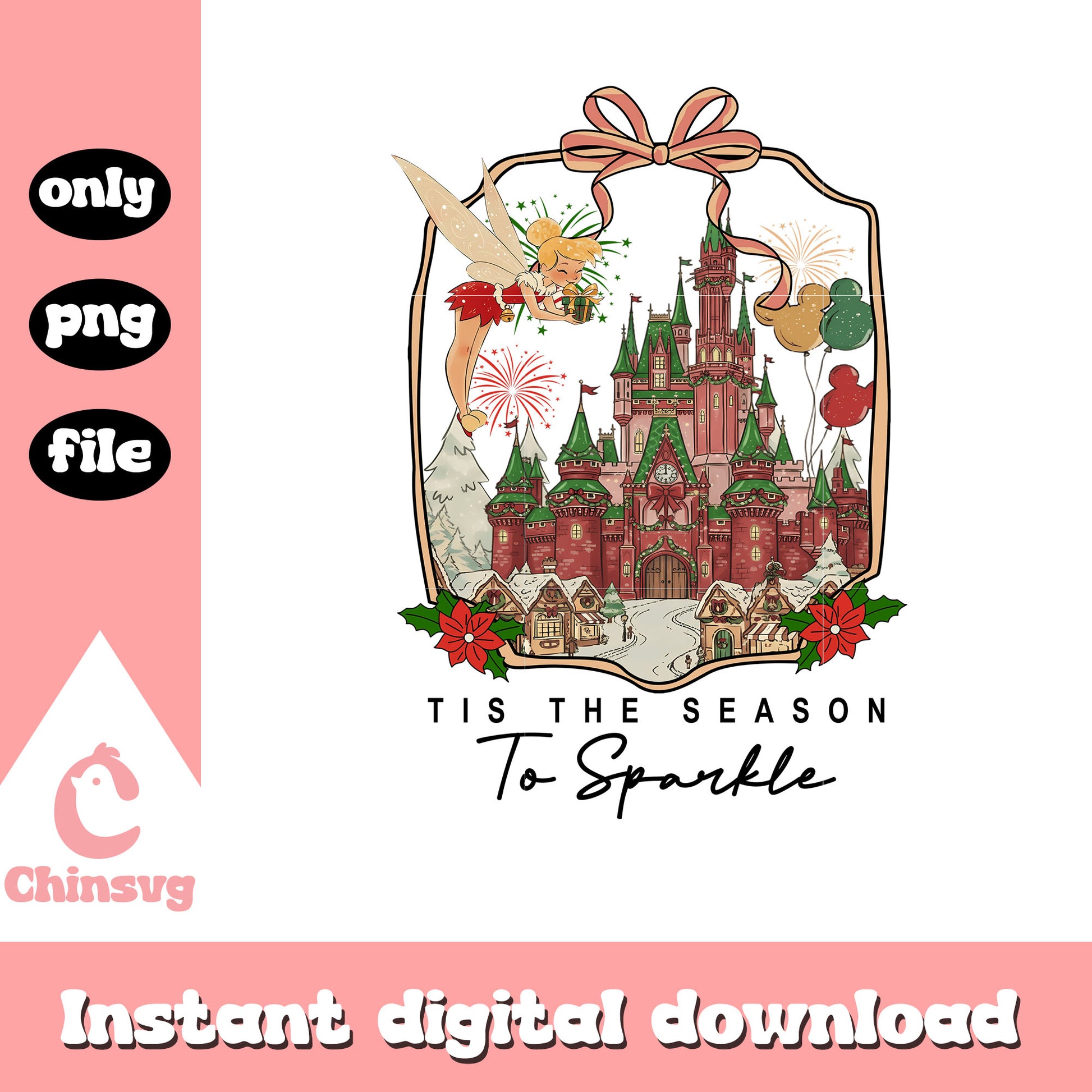Christmas at disney cinderella castle png, disney christmas​ png
