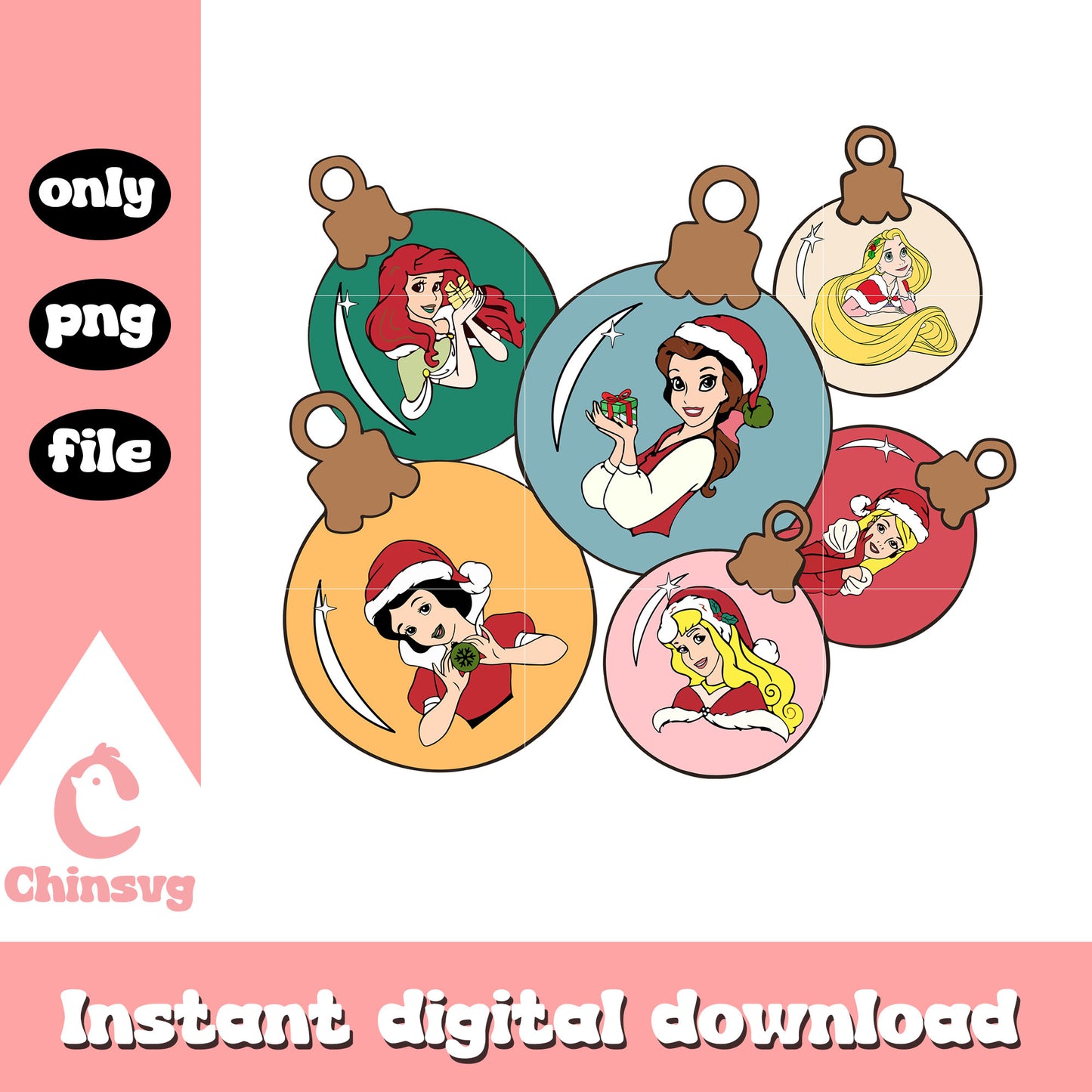 Christmas ball disney princess png, christmas ornaments png