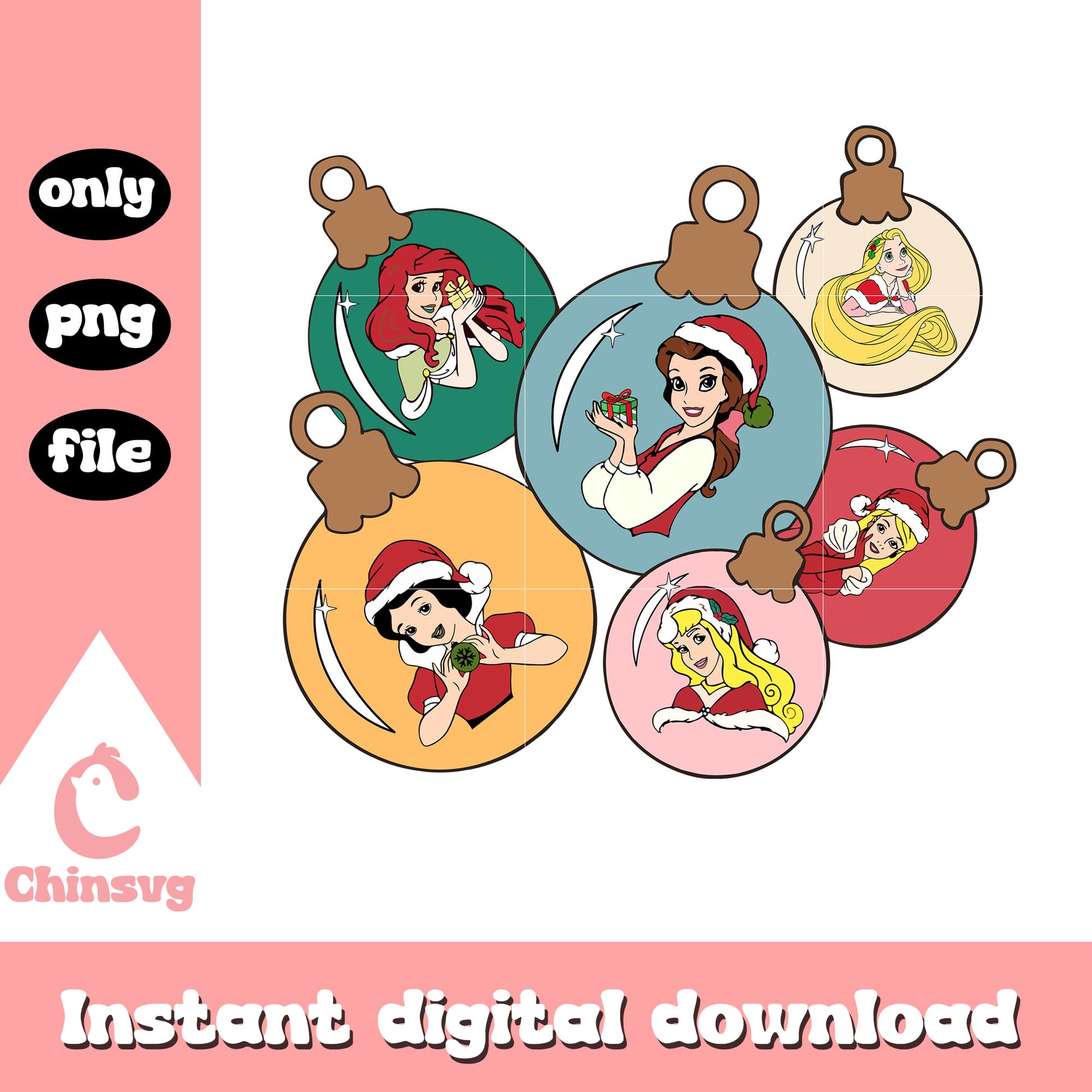 Christmas ball disney princess png, christmas ornaments png