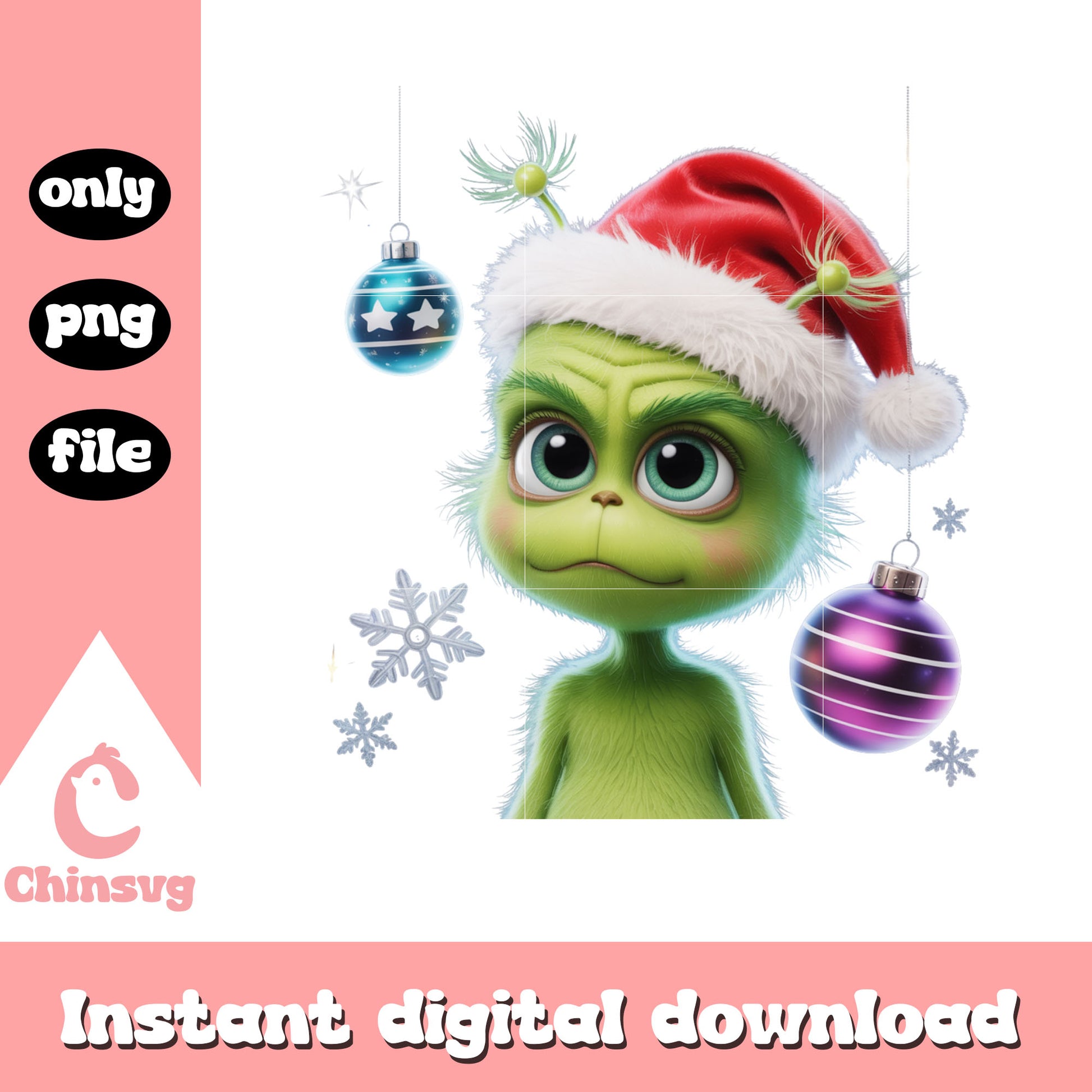 Christmas balls grinch in winter png, christmas grinch art​ png