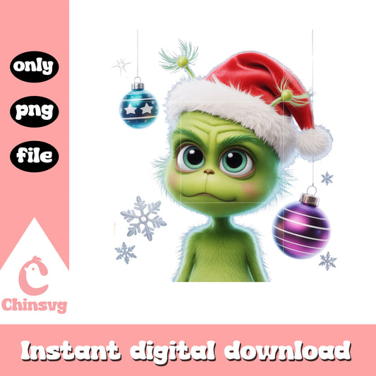 Christmas balls grinch in winter png, christmas grinch art​ png