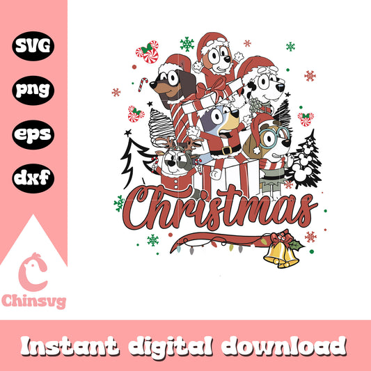 Christmas bluey and friends design svg, bluey and friend​ svg