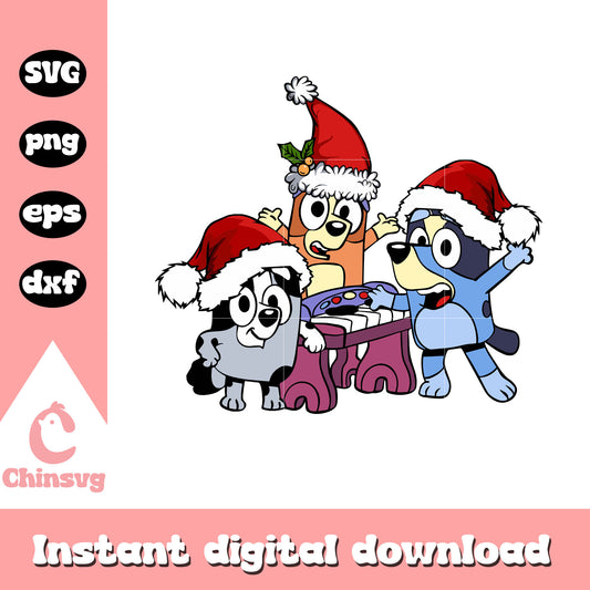 Christmas bluey dog and friends svg, bluey christmas svg​
