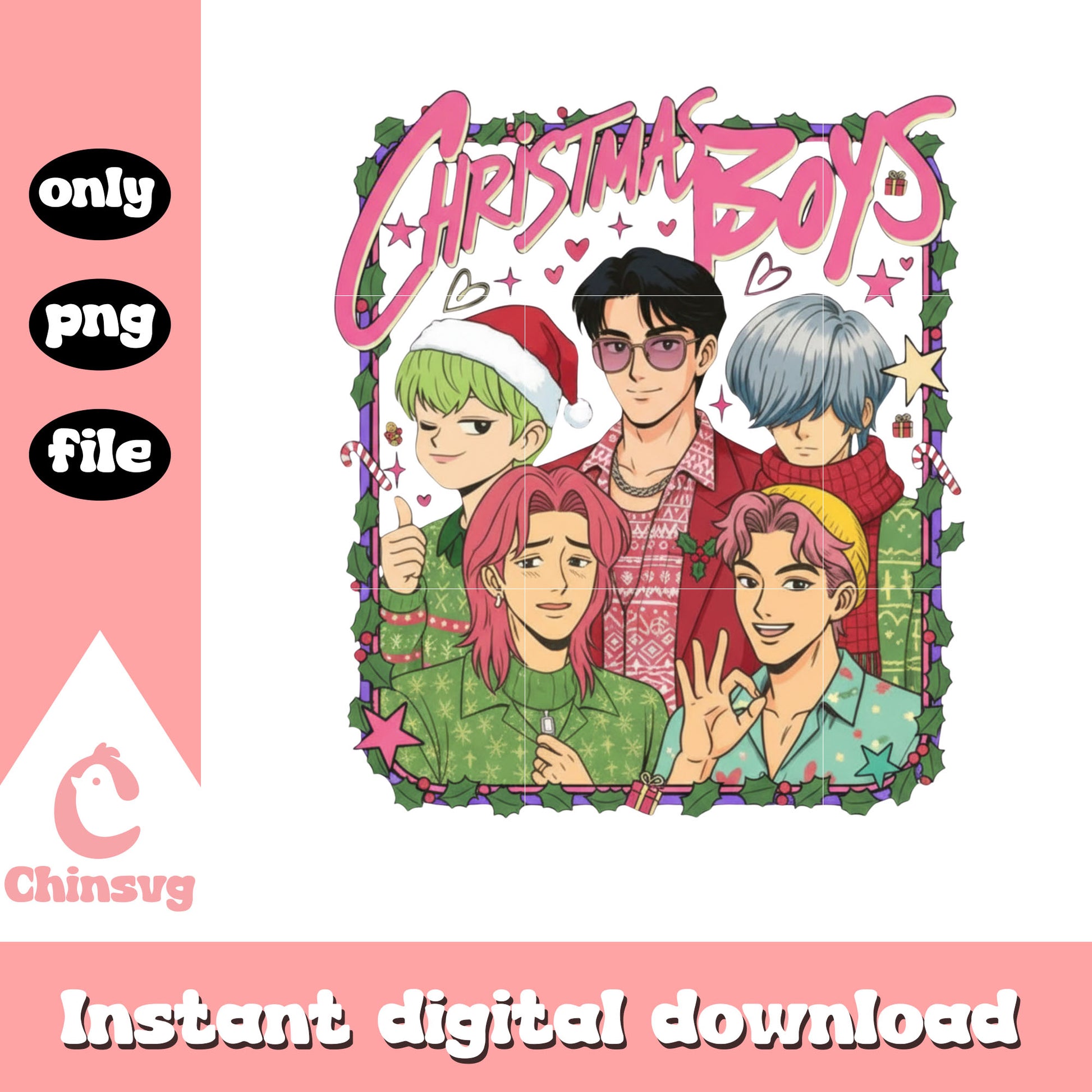 Christmas boys saja boys graphic png, saja boys members png