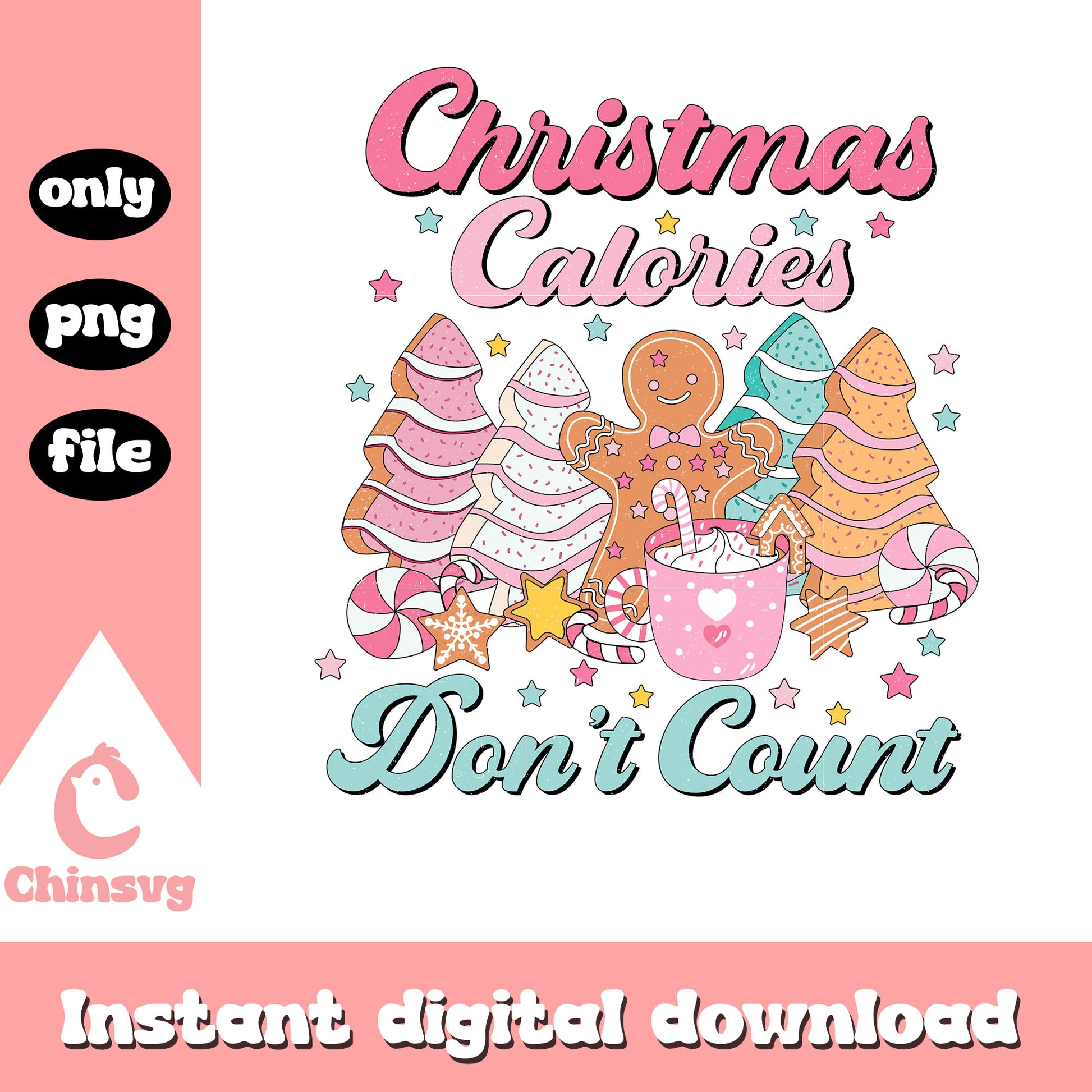 Christmas calories don't count quote png, christmas tree cakes png