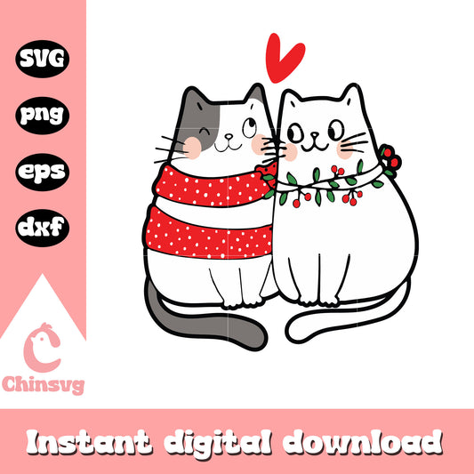 Christmas cat with mistletoe love svg, valentine day svg