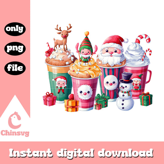 Christmas coffee cups ornaments png, happy xmas pics png