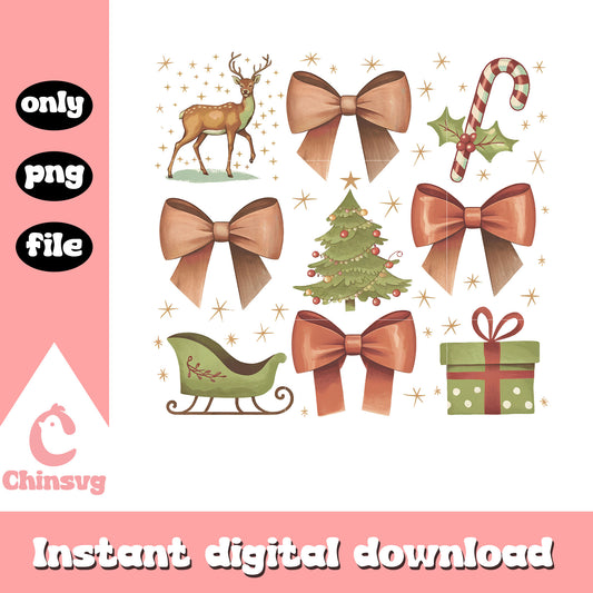 Christmas coquette bow tie design png, bows coquette​ png