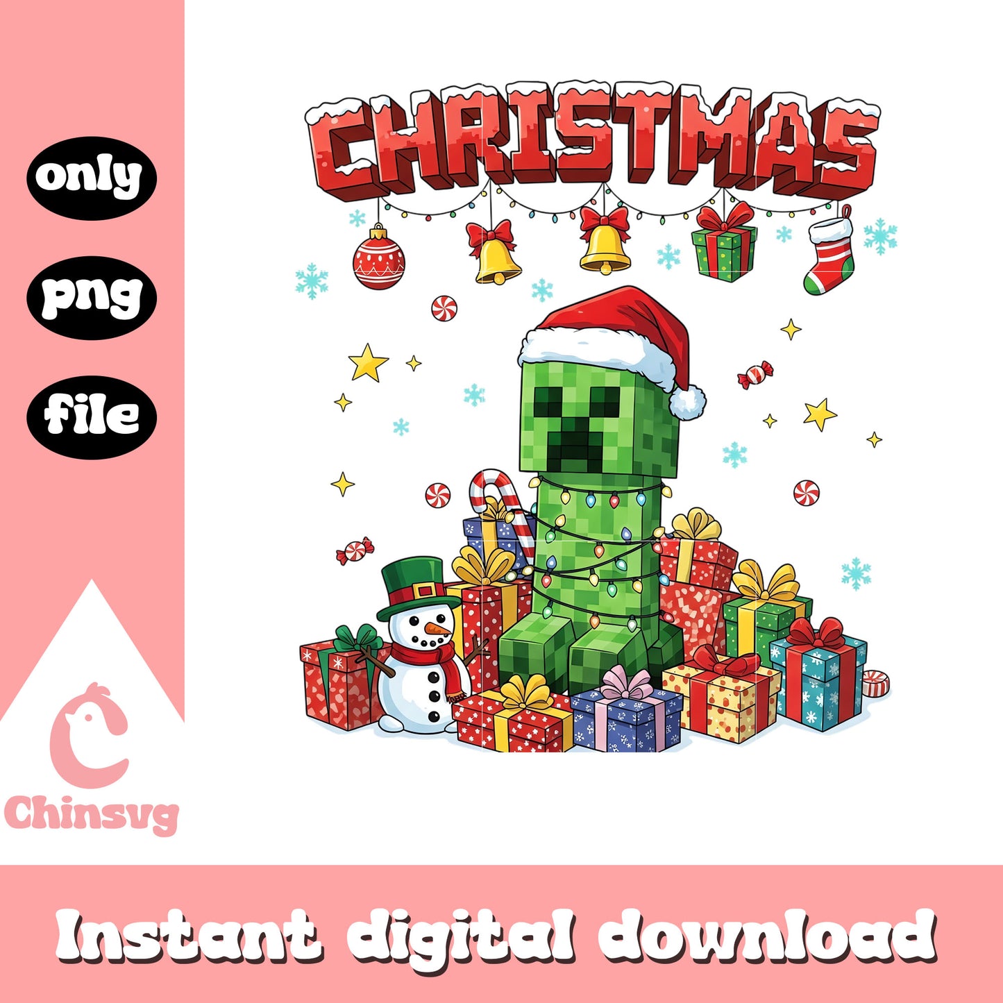 Christmas crepper character png, minecraft server png