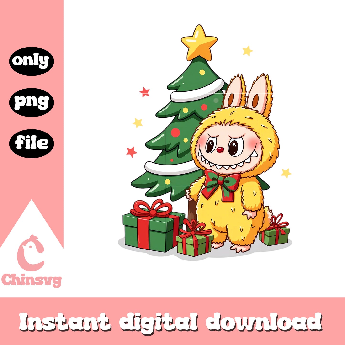 Christmas decoration labubu monster png, christmas decor png
