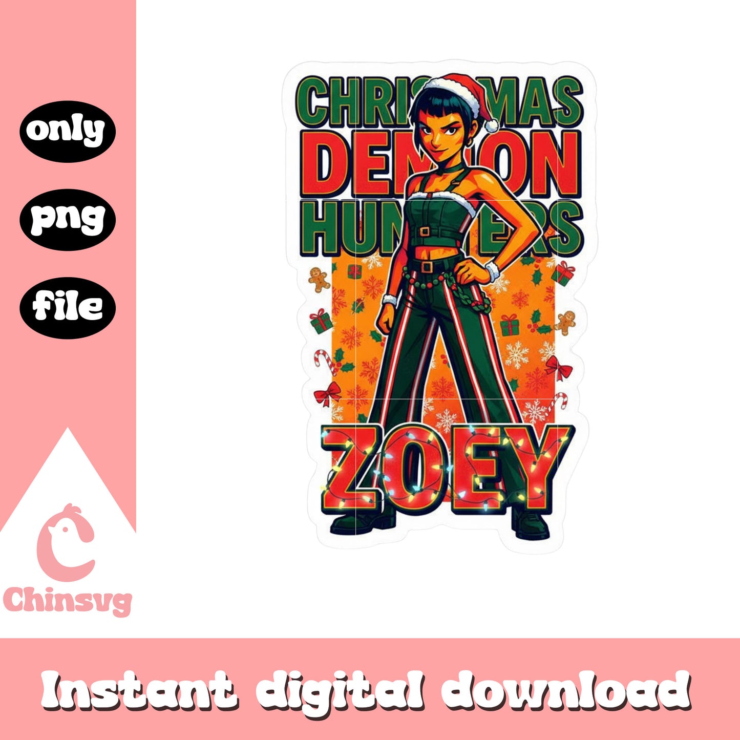 Christmas demon hunters zoey design png, christmas vacation png