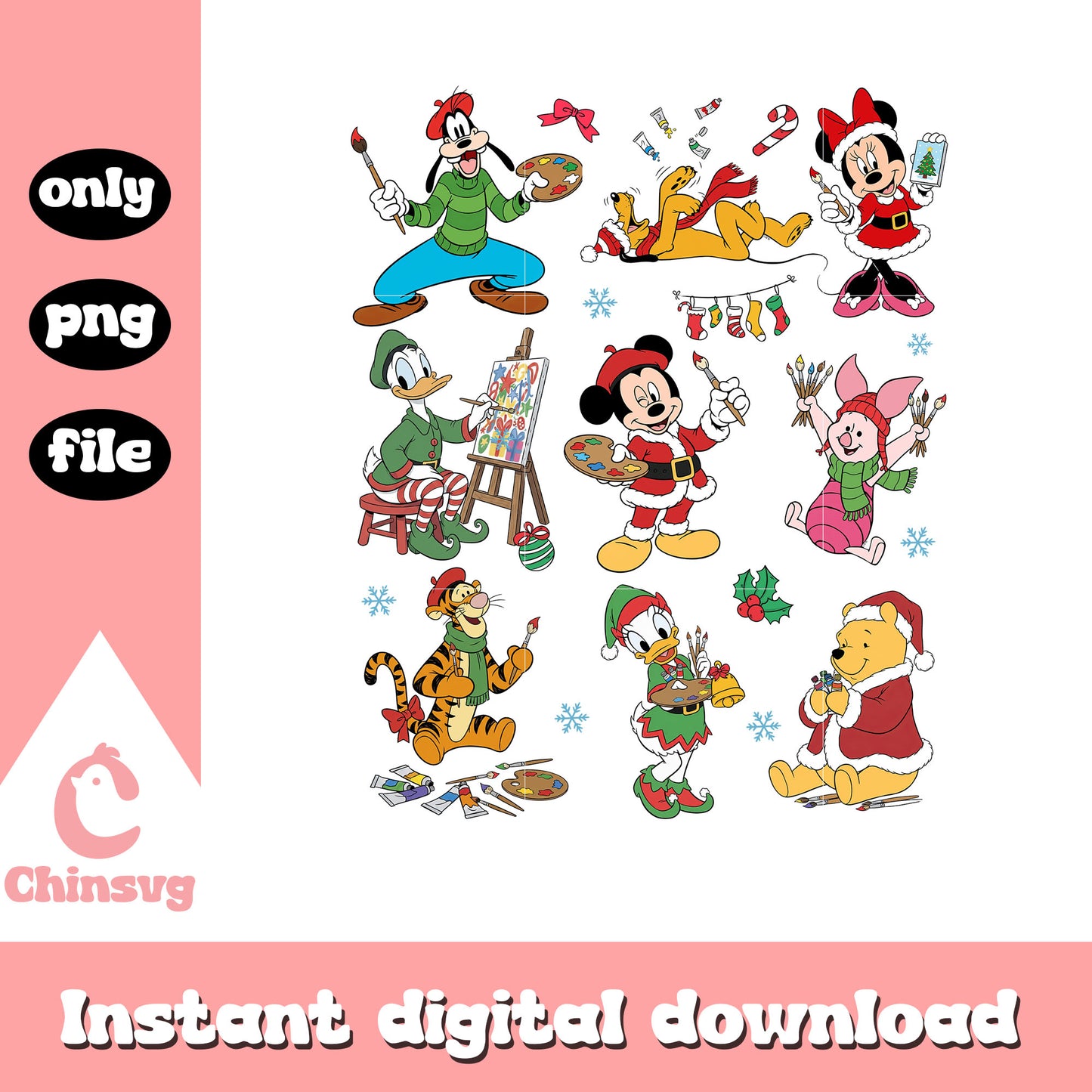 Christmas disney mickey pooh png, mickey characters​​​​​​ png