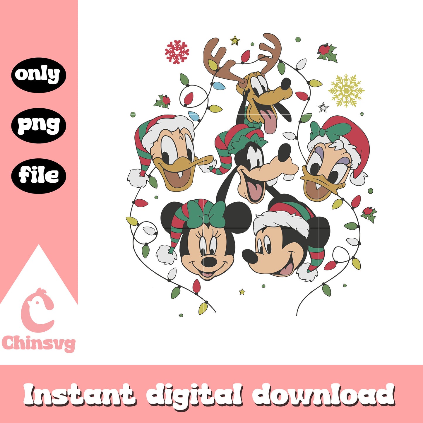 Christmas disney mickey with friends png, disney characters png