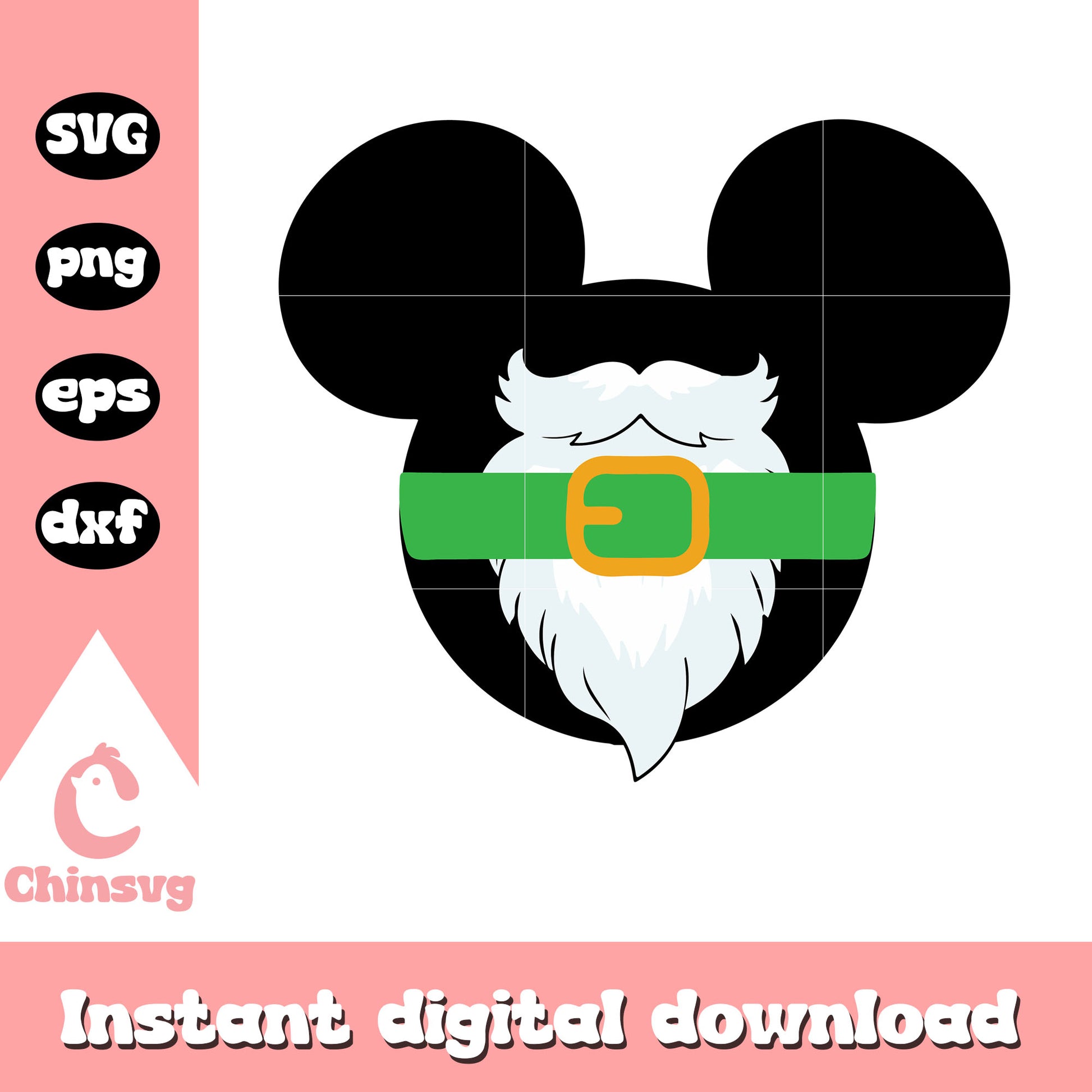 Christmas elf mickey head svg, mickey mouse christmas ornament svg