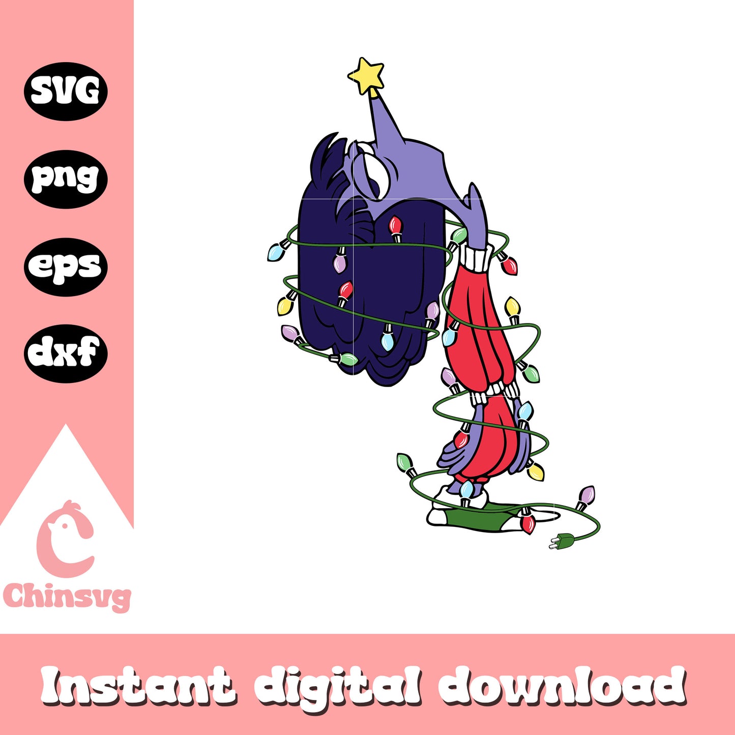 Christmas ennui inside out character svg, christmas light svg