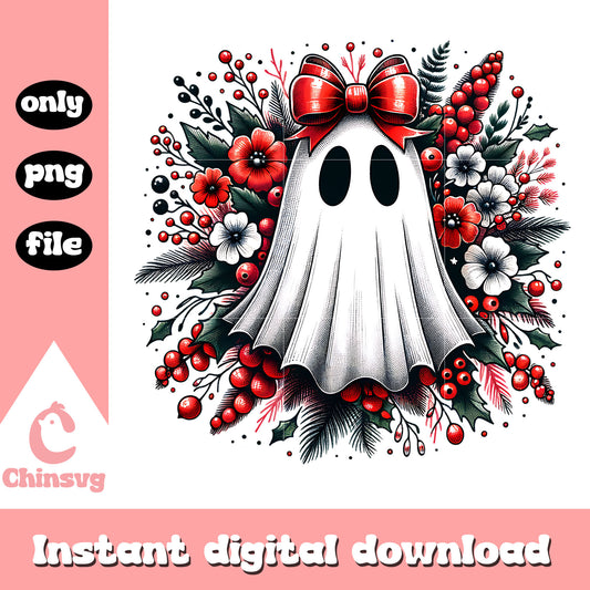 Christmas ghost floral design png, ghosts of christmas​ png