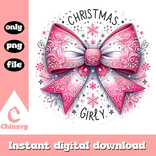 Christmas girly pink bow design png, christmas bow​ png