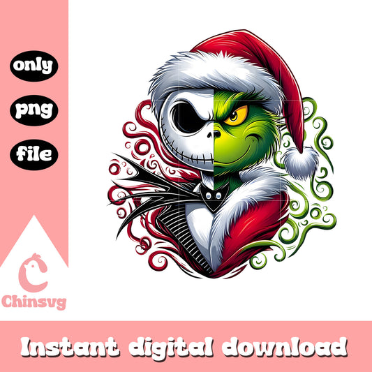Christmas grinch and jack nightmare santa hat png, happy xmas png