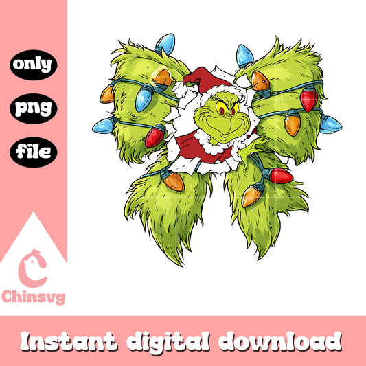 Christmas grinch bow design png, grinch christmas png, christmas bow png