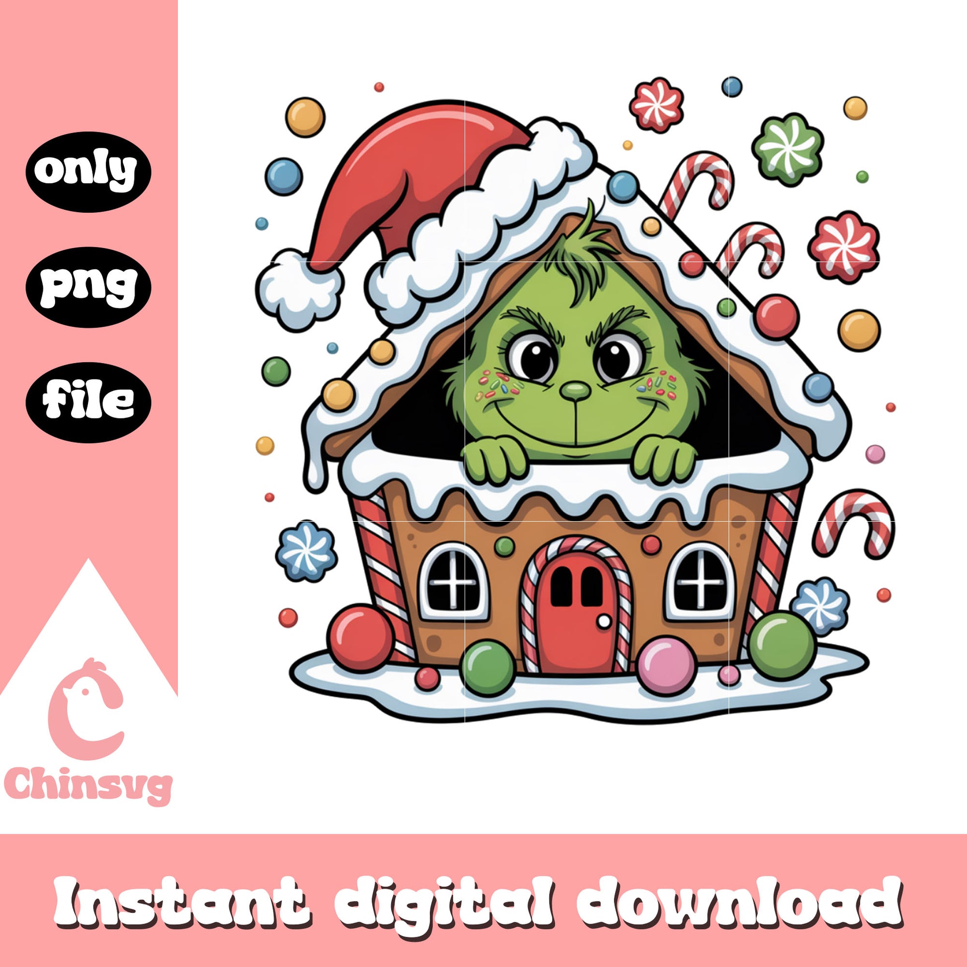 Christmas grinch home decoration png, the grinch art png