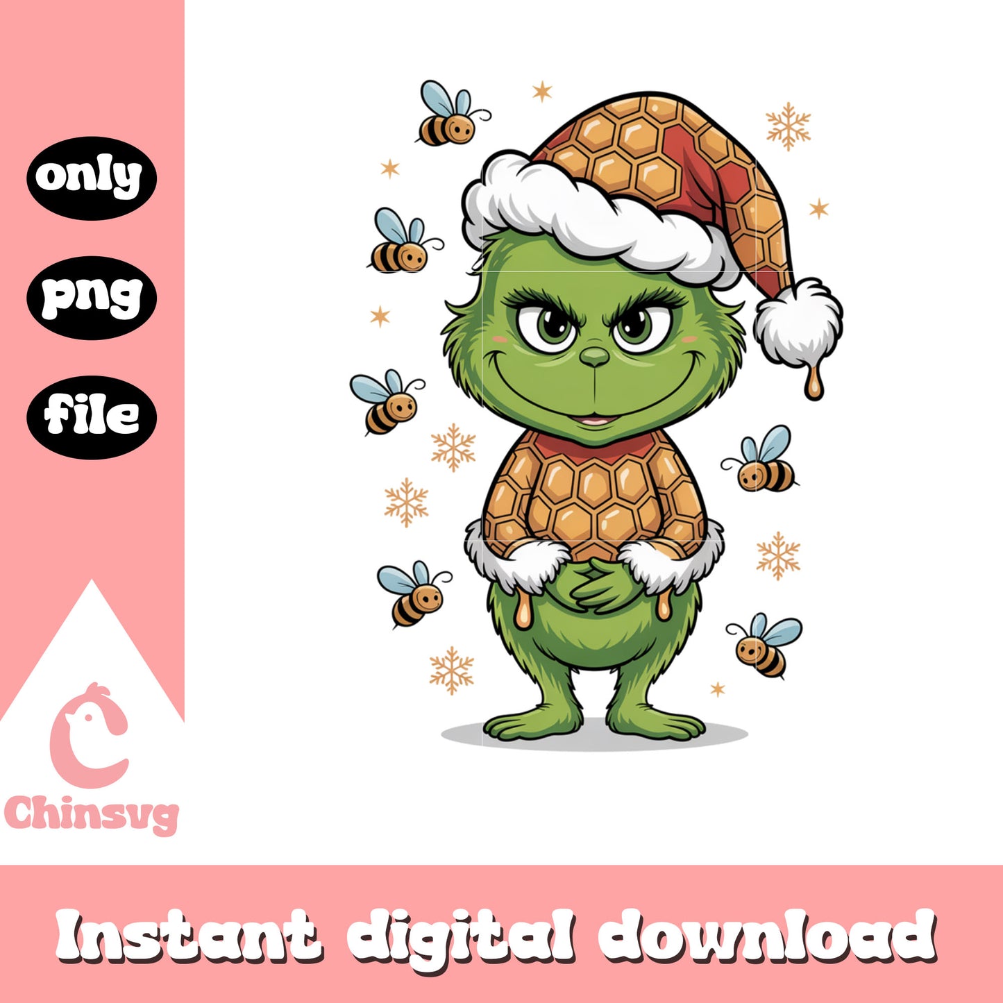 Christmas grinch with honey clipart png, grinch design png
