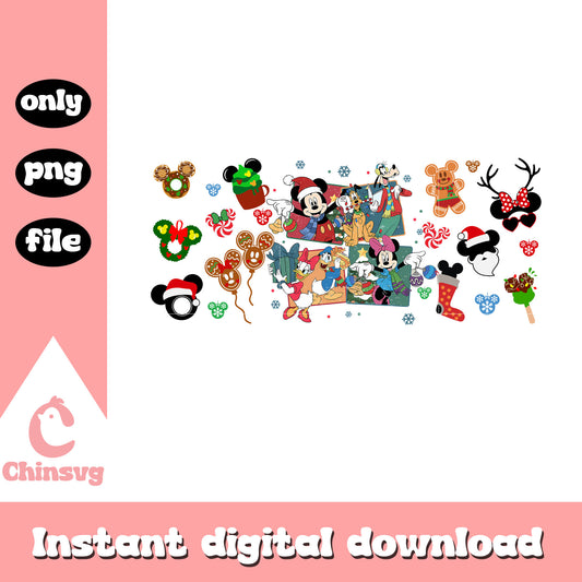 Christmas holiday disney decor png, christmas decorations png