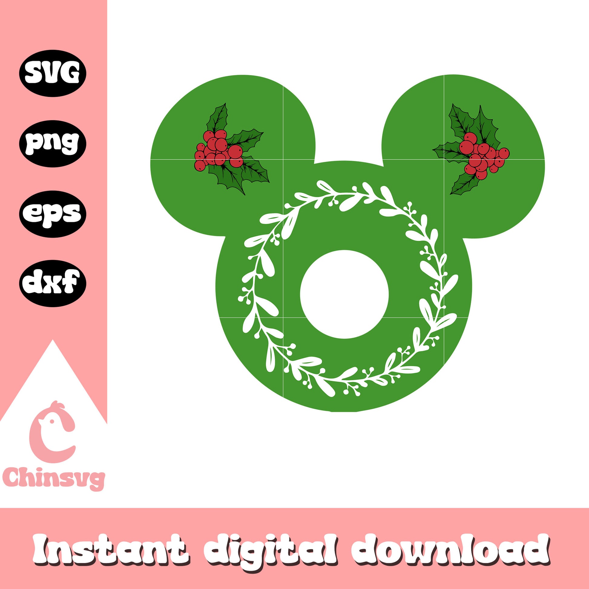 Christmas holly mickey mouse svg, mickey mouse christmas svg