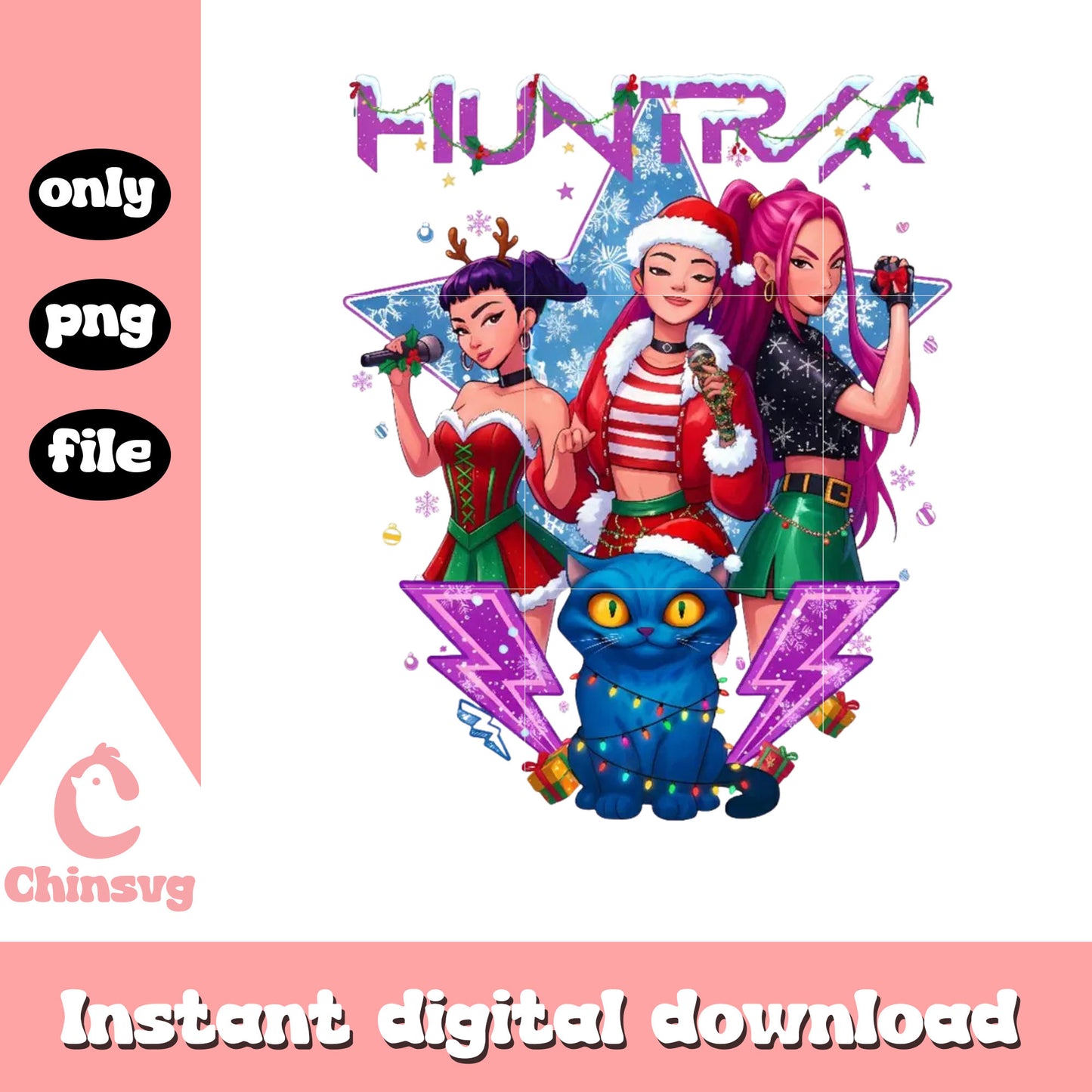 Christmas huntrix concerts design png, merry christmas png