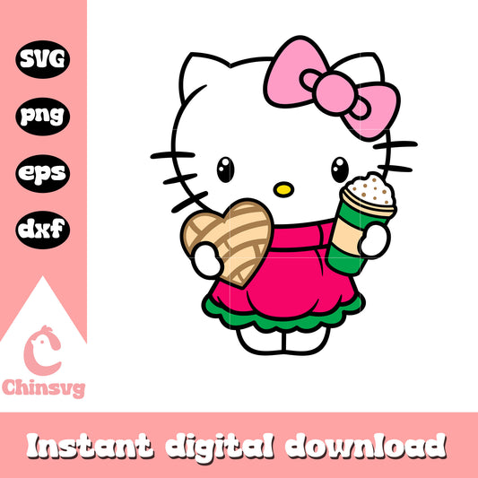 Christmas kitty concha design svg, hello kitty christmas svg