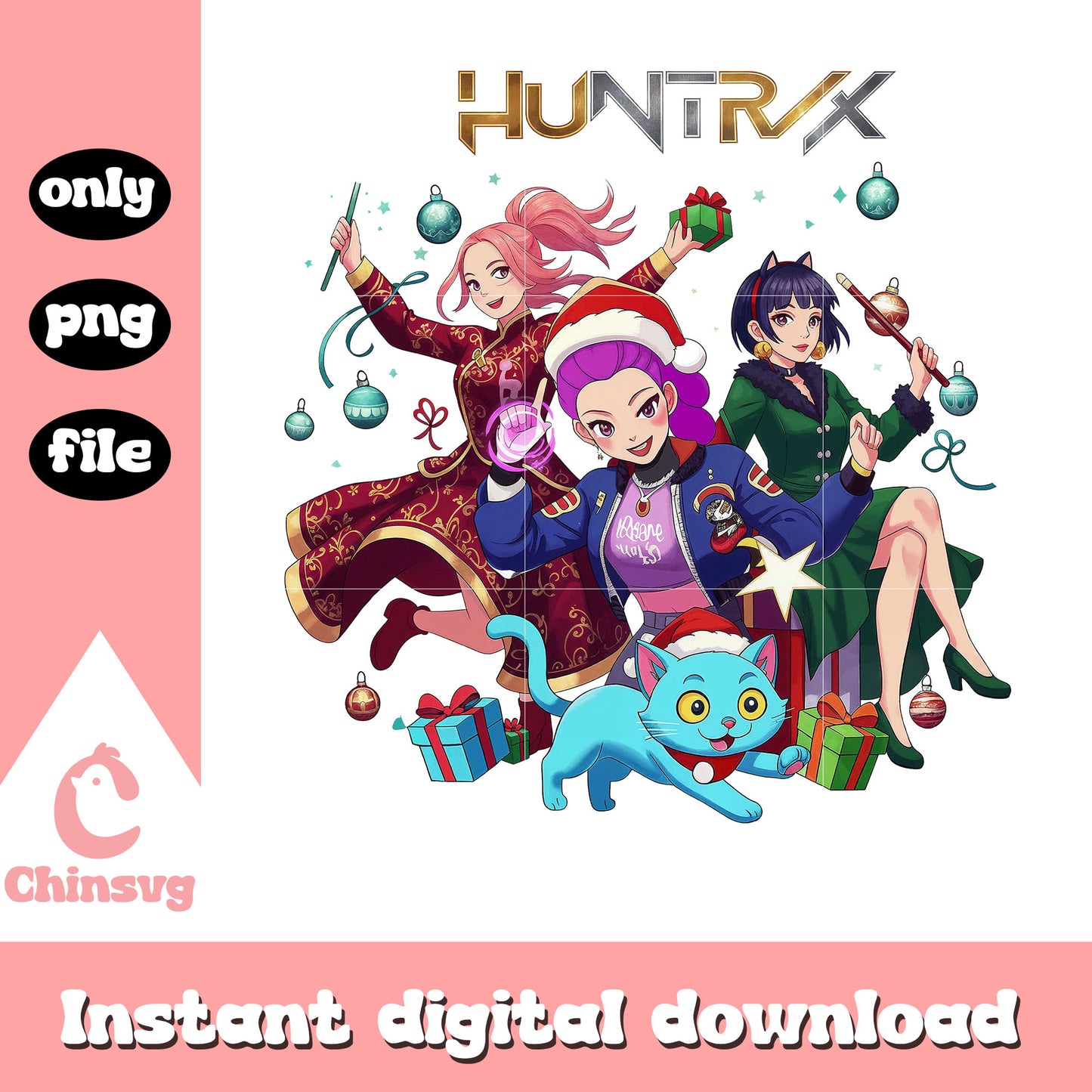 Christmas kpop huntrix and derpy png, huntrix kpop demon hunters png