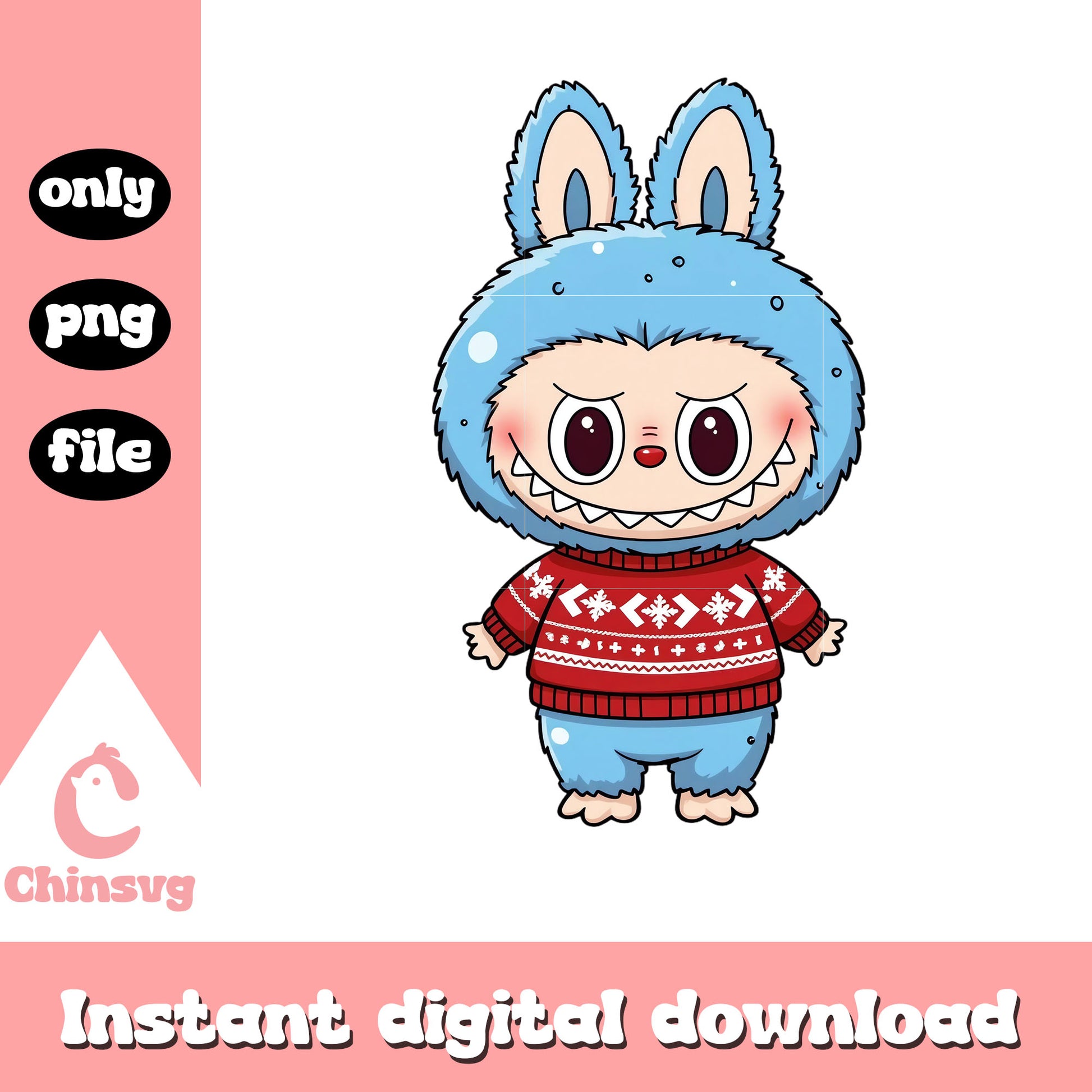 Christmas labubu outfits dsign png, labubu doll png