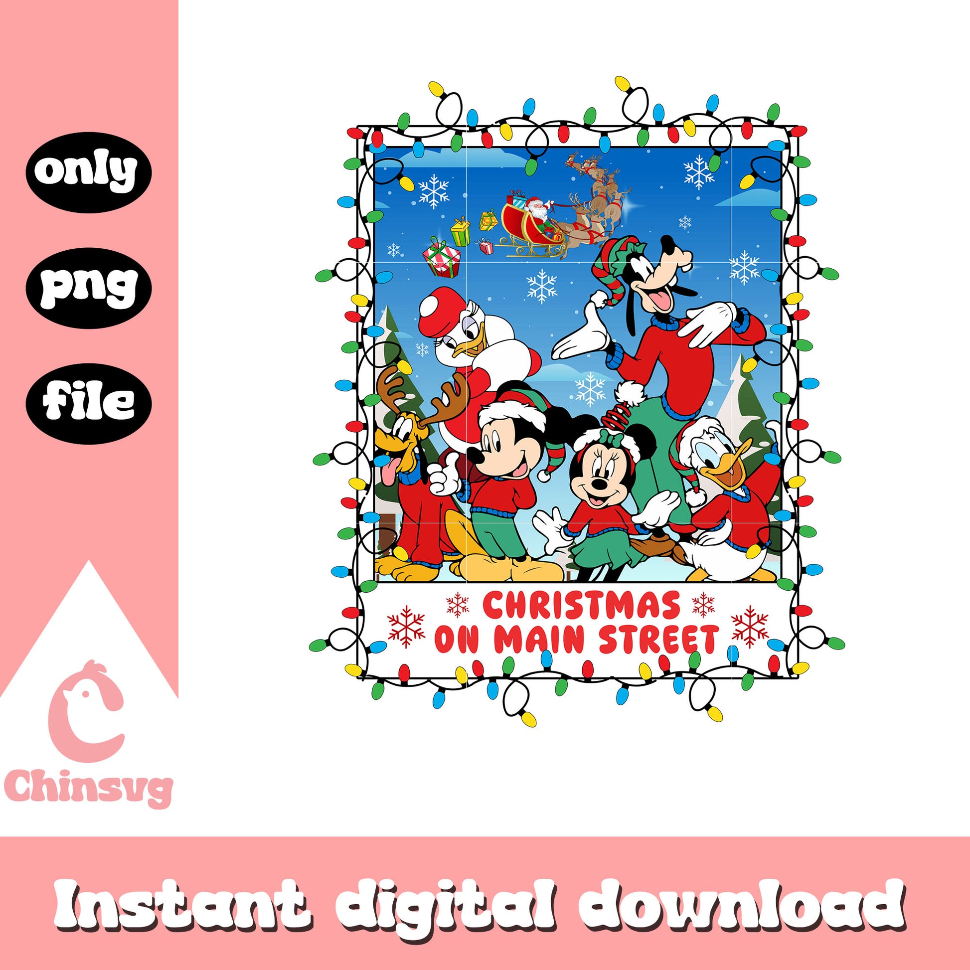 Christmas light mickey friends png, disney christmas​​​​​​ png