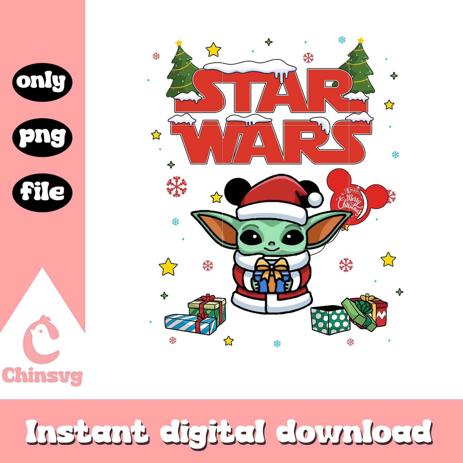 Christmas lights gifts star wars baby yoda png, baby yoda png