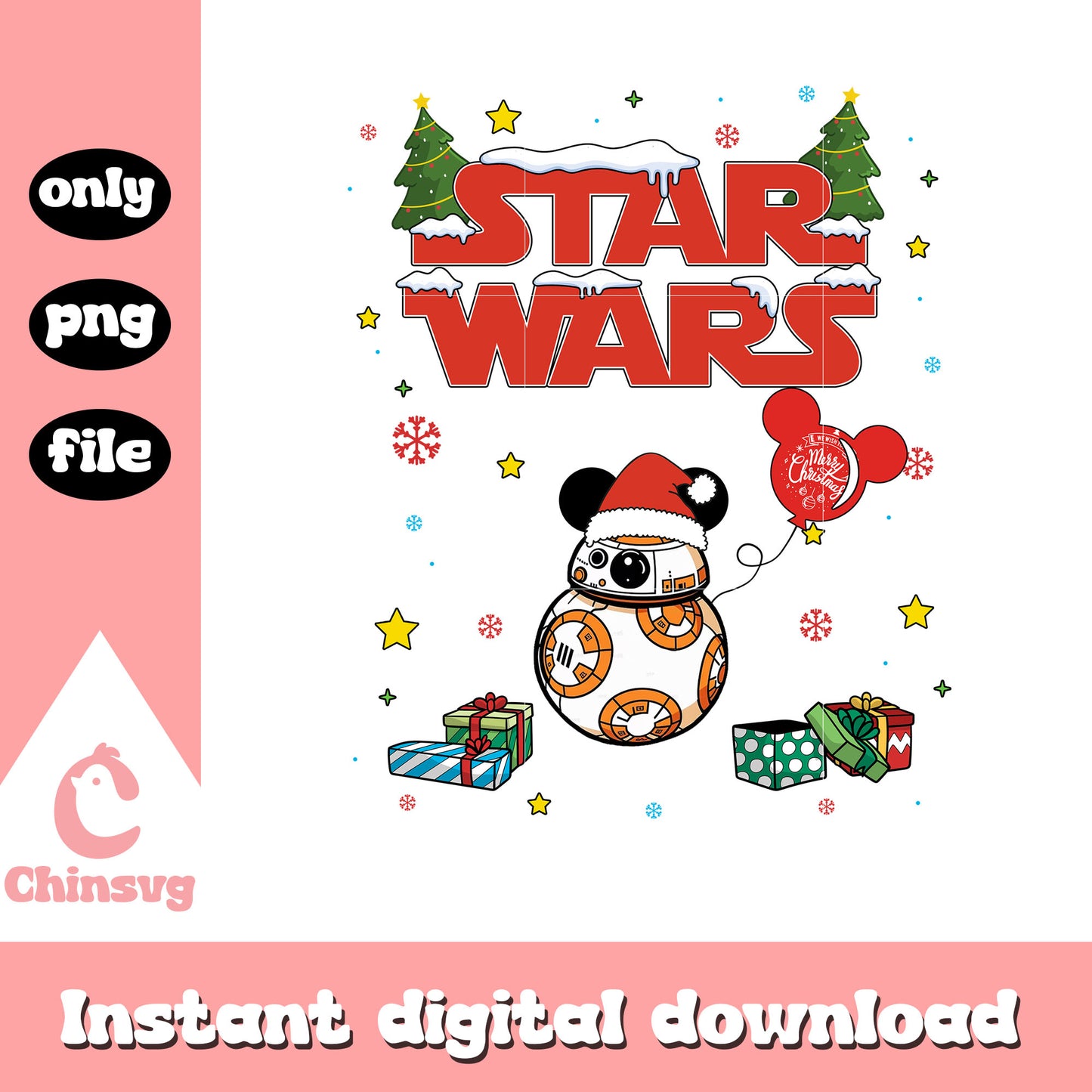 Christmas lights gifts star wars bb-8 png, bb 8 star wars png