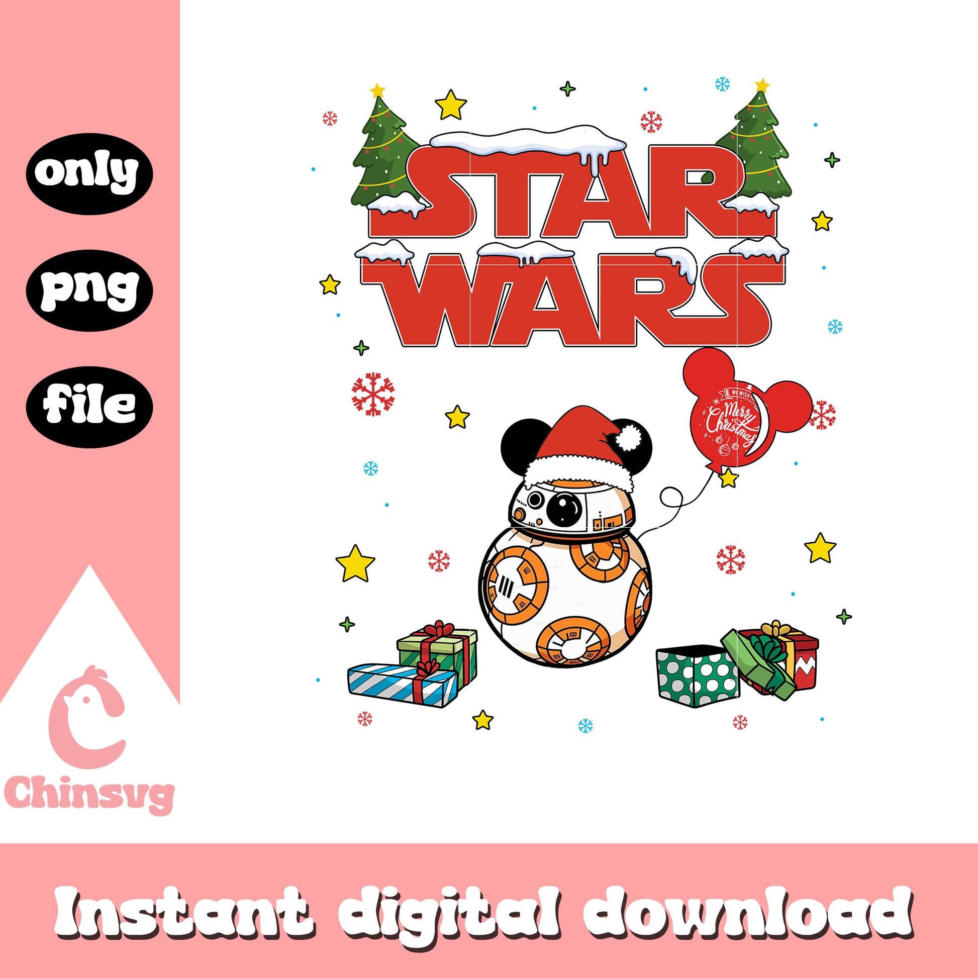 Christmas lights gifts star wars bb-8 png, bb 8 star wars png