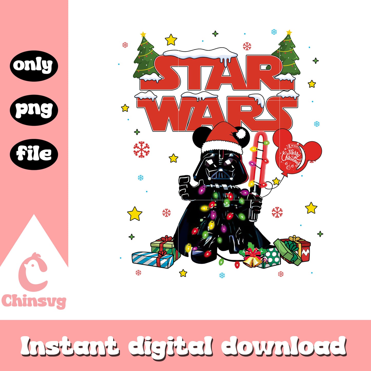 Christmas lights gifts star wars darth vader png, darth vader png