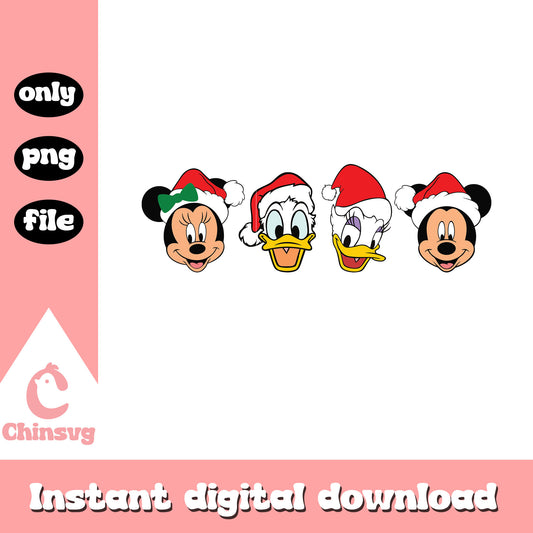 Christmas mickey friends santa hat png, christmas mickey and friends​ png