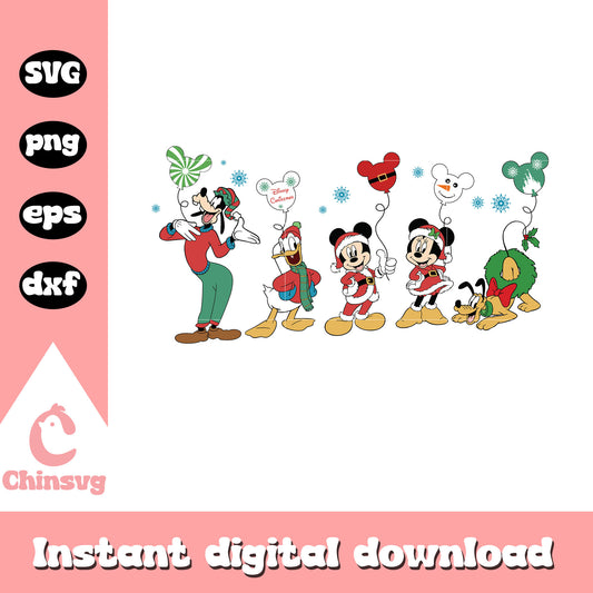 Christmas mickey mouse and friends svg, disney christmas party​ svg