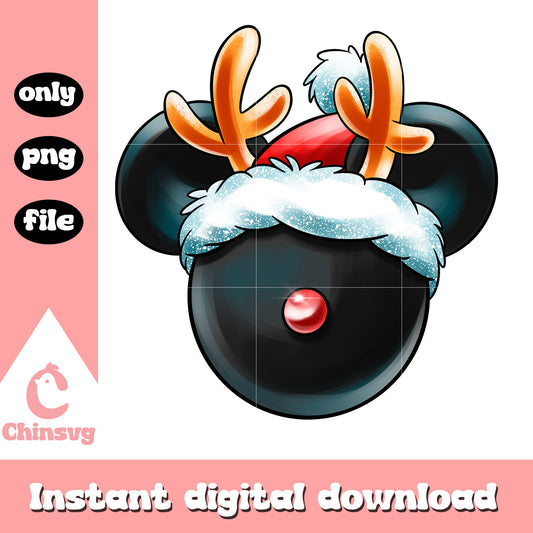 Christmas mickey mouse ears design png, mickey mouse christmas png