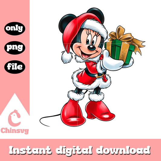Christmas minnie disney design png, disney minnie merry christmas​ png
