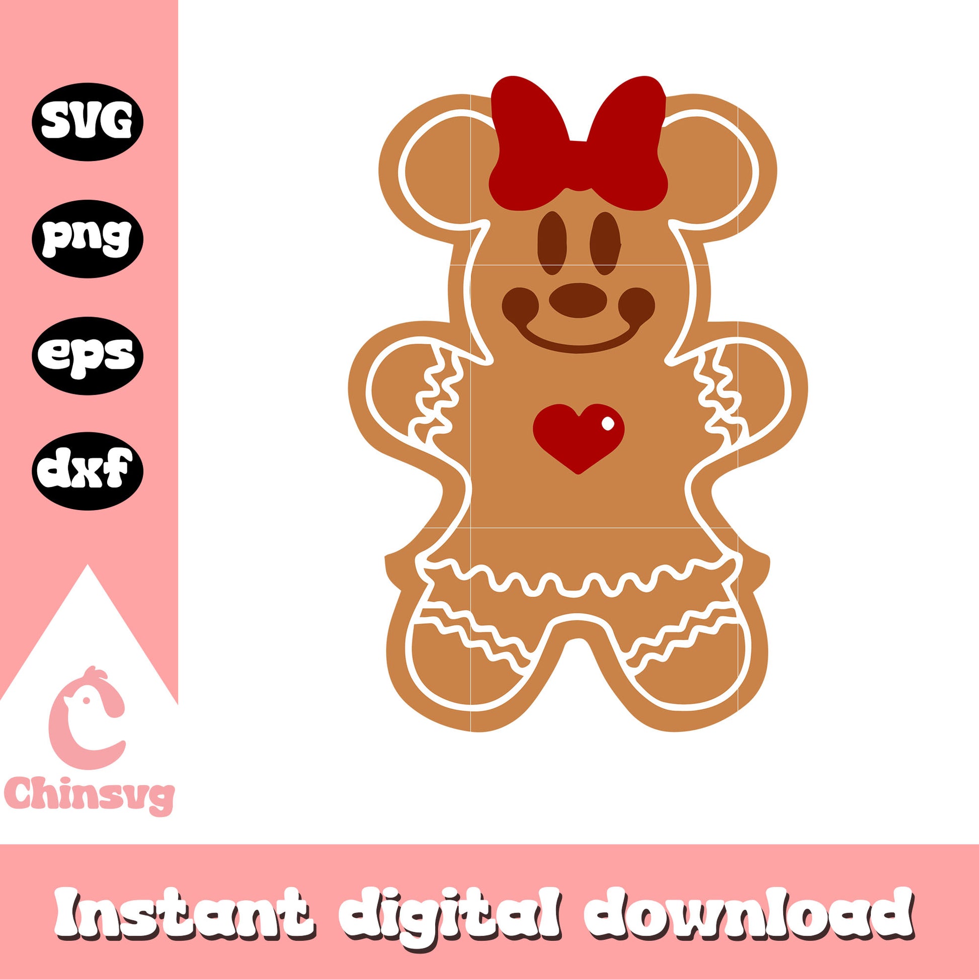 Christmas minnie gingerbread svg, minnie character svg