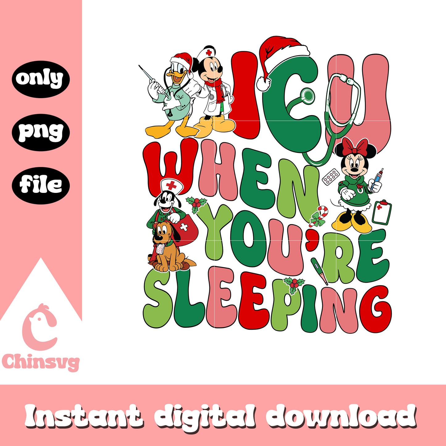 Christmas nurse disney design png, disney christmas ​​png