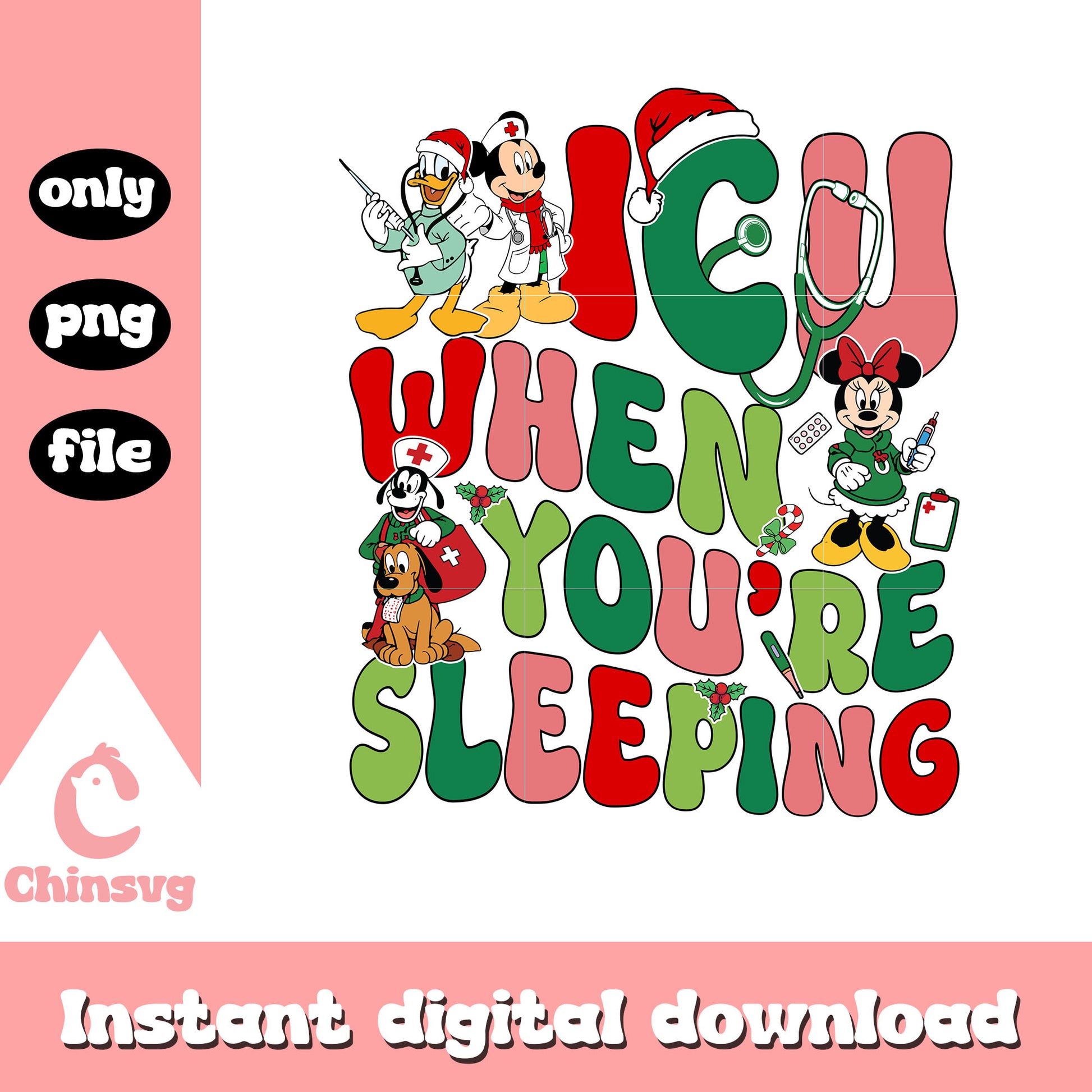 Christmas nurse disney design png, disney christmas ​​png