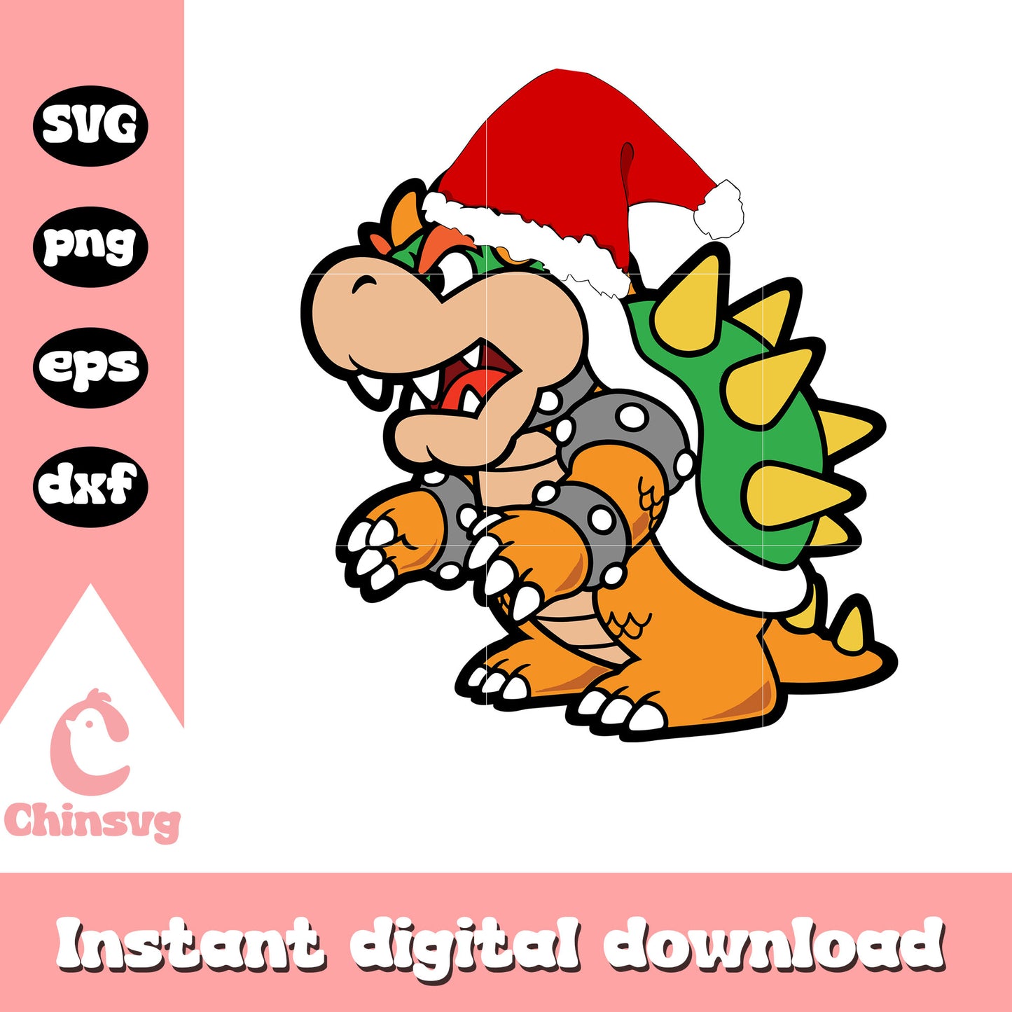 Christmas paper bowser svg, super mario bowser svg, super mario svg