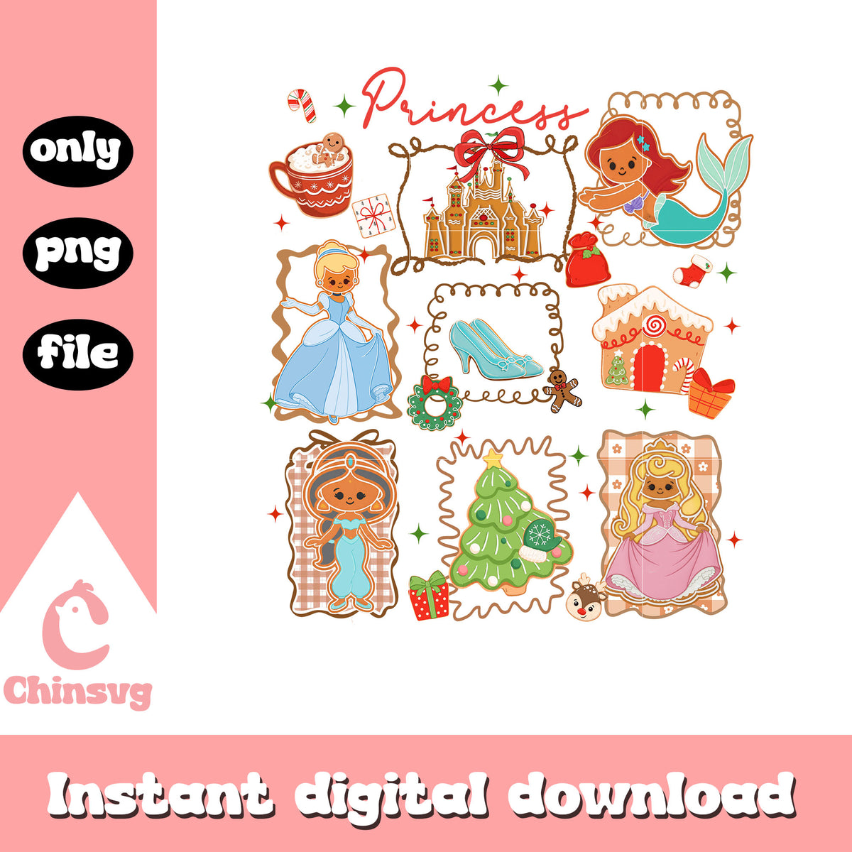 Christmas princess character png, private princess christmas png – Chinsvg