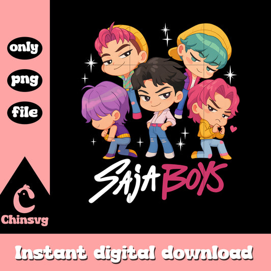 Christmas saja boys members chibi design png, christmas png 