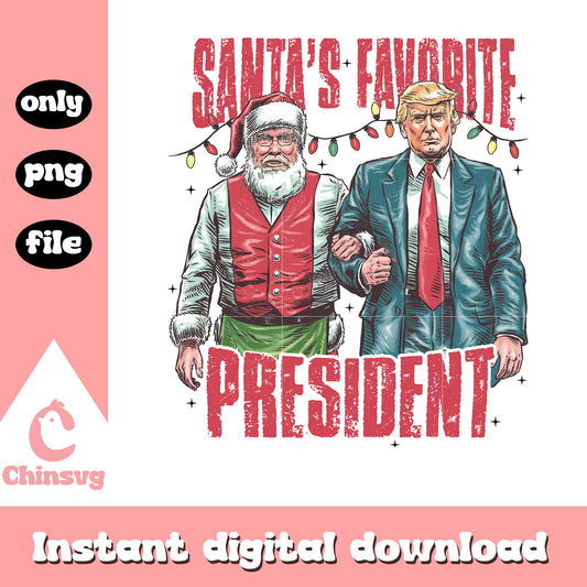 Christmas santa's favorite president vintage png, christmas lights png