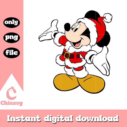 Christmas santa mickey mouse design png, mickey mouse santa png