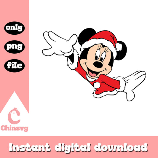 Christmas santa minnie mouse design png, minnie christmas png