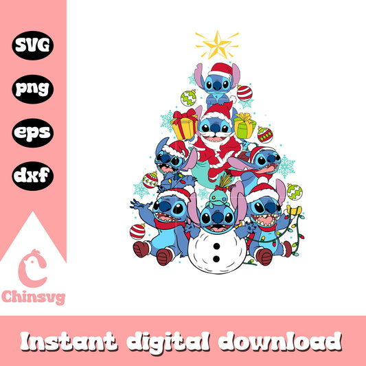 Christmas stitch tree design svg, disney stitch svg, christmas tree svg
